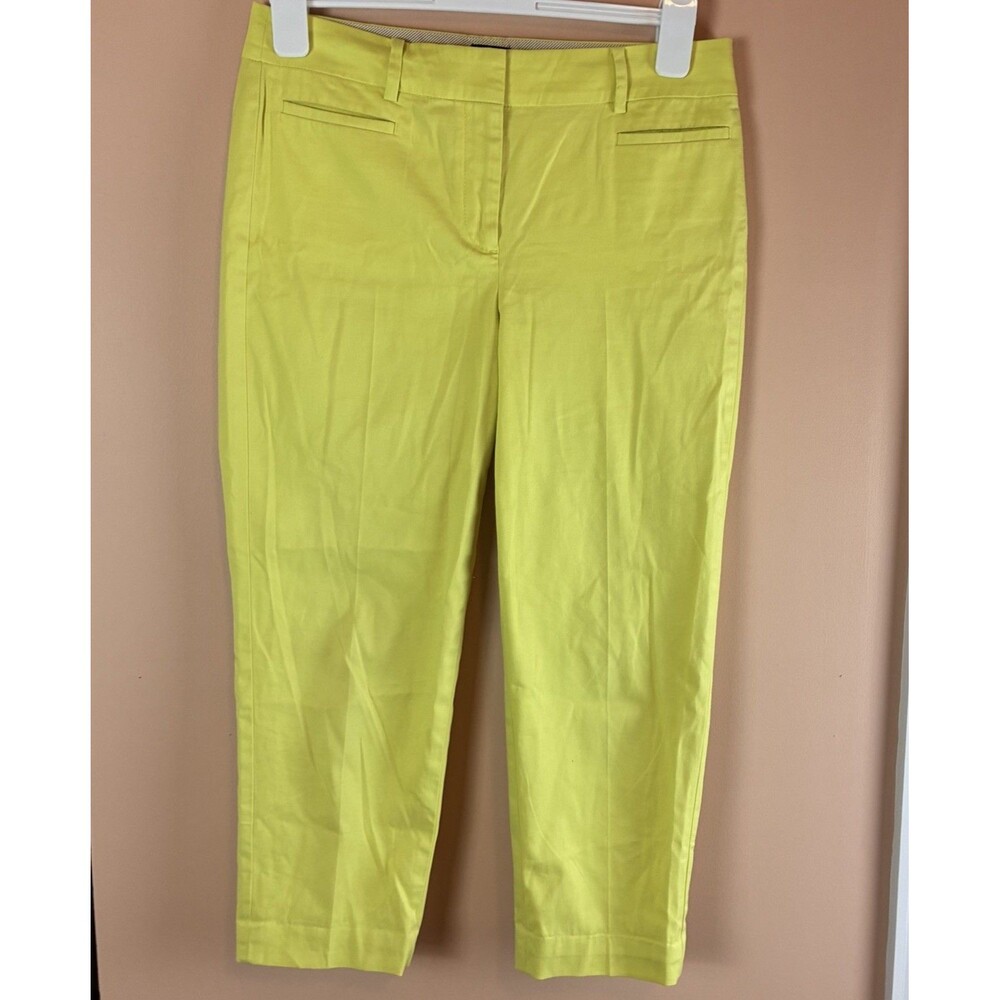 Talbots Women’s Bright Lime Green Cotton The Perfect Crop Pants Size 6